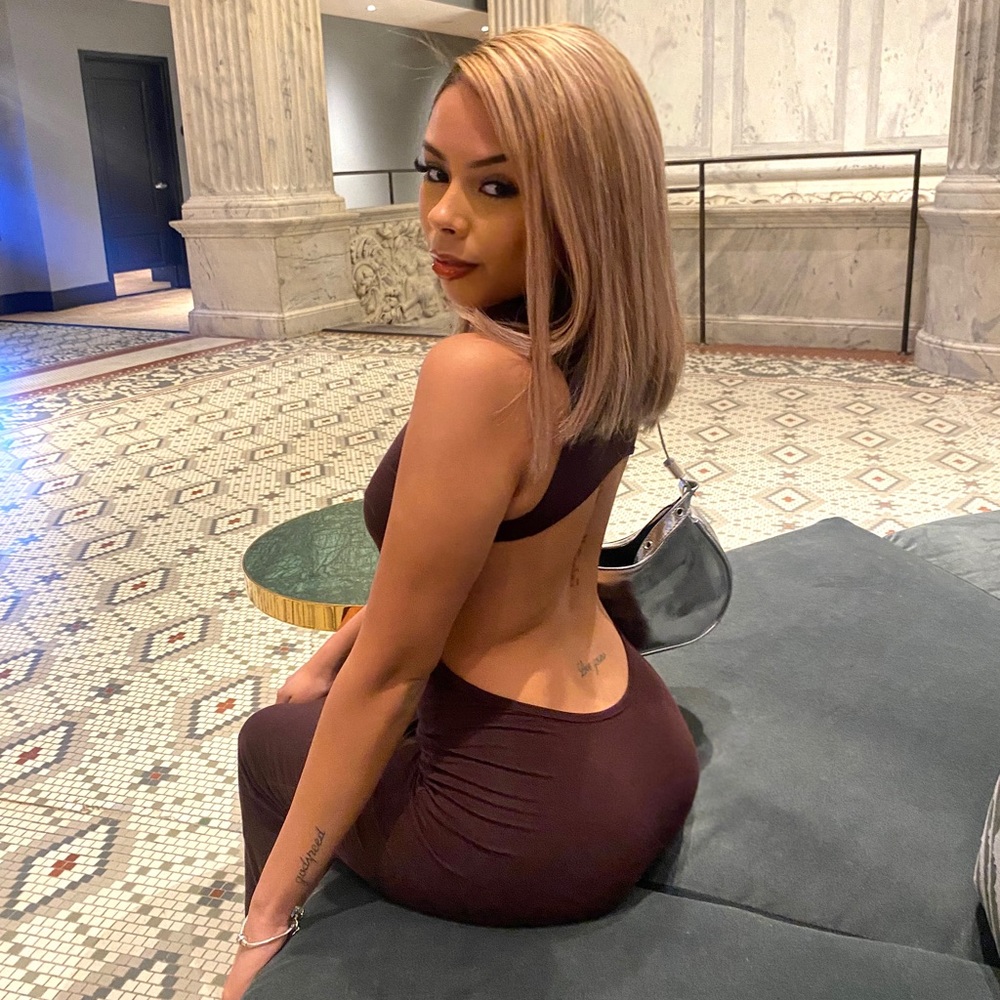 Brown Open Back Dress